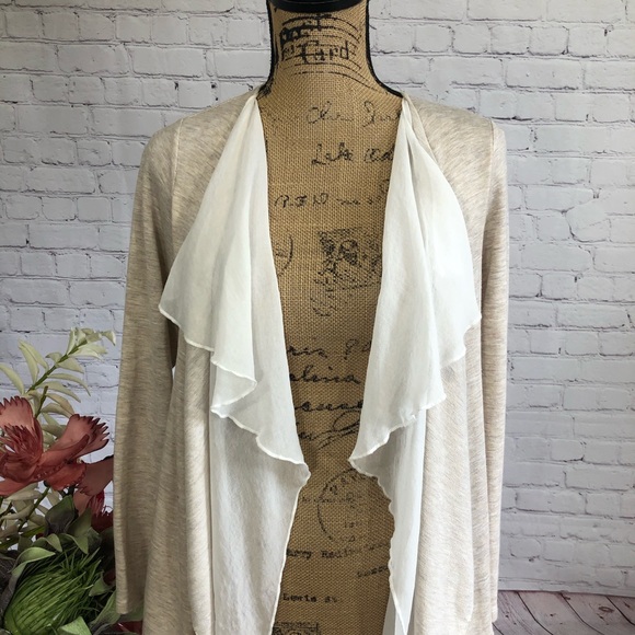 Pebble and Stone Tan and White Overlay Cardigan - Picture 4 of 10